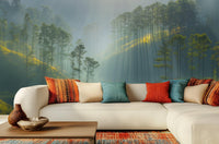 Contemporary Green wallpaper for Living Room