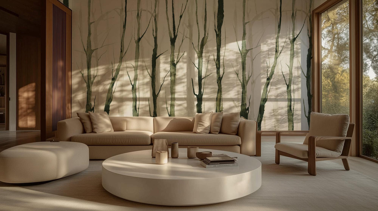 Oturma Odası için Minimalist Yeşil duvar kağıdı