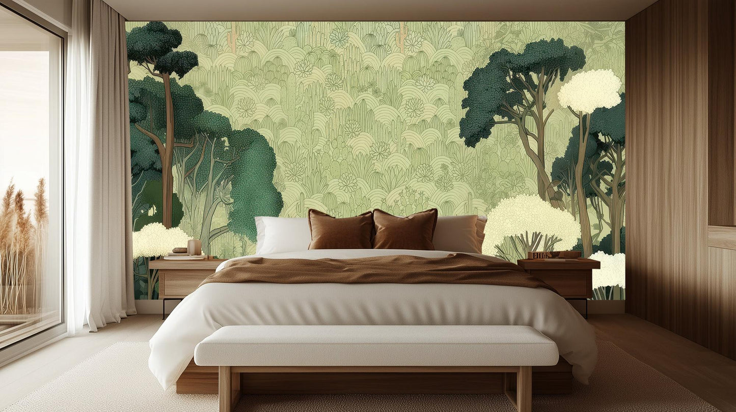 Modern Green wallpaper for Bedroom