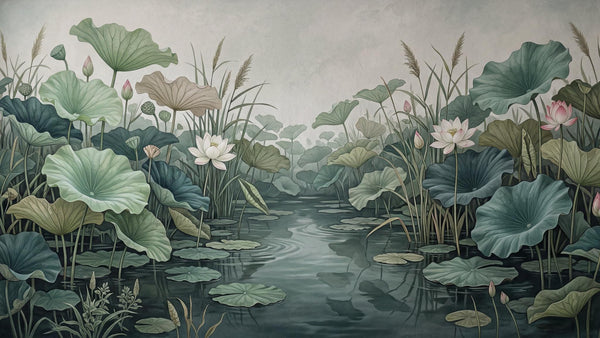 Serene Lotus Pond Wallpaper - Sample