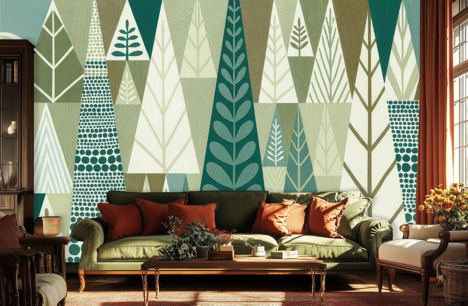 Modern Green wallpaper for Living Room
