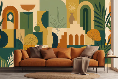 Modern Green wallpaper for Living Room