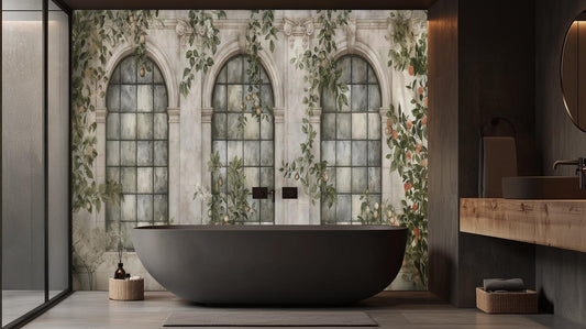 Traditional Green wallpaper for Bathroom