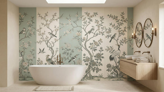 Traditional Green wallpaper for Bathroom