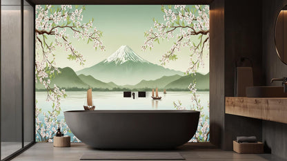 Traditional Green wallpaper for Bathroom