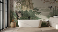 Traditional Green wallpaper for Bathroom