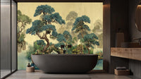 Traditional Green wallpaper for Bathroom