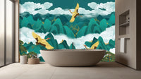 Traditional Green wallpaper for Bathroom