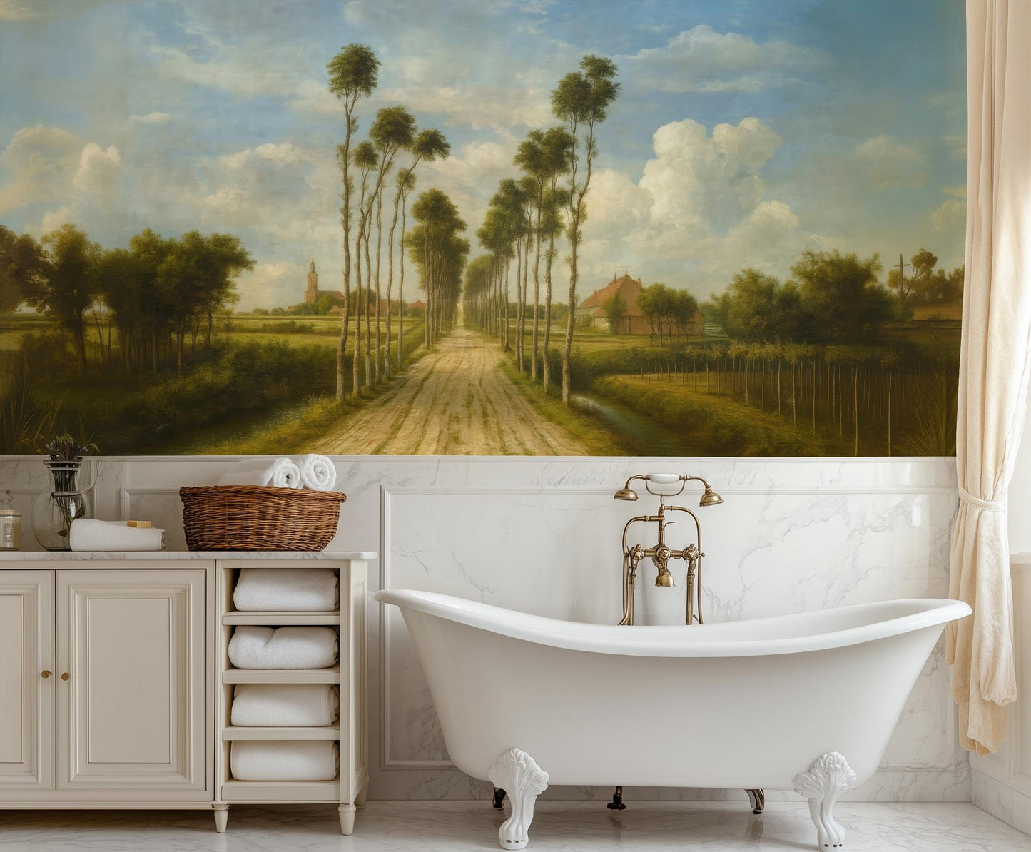 Traditional Green wallpaper for Bathroom
