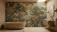 Traditional Green wallpaper for Bathroom