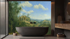 Traditional Green wallpaper for Bathroom