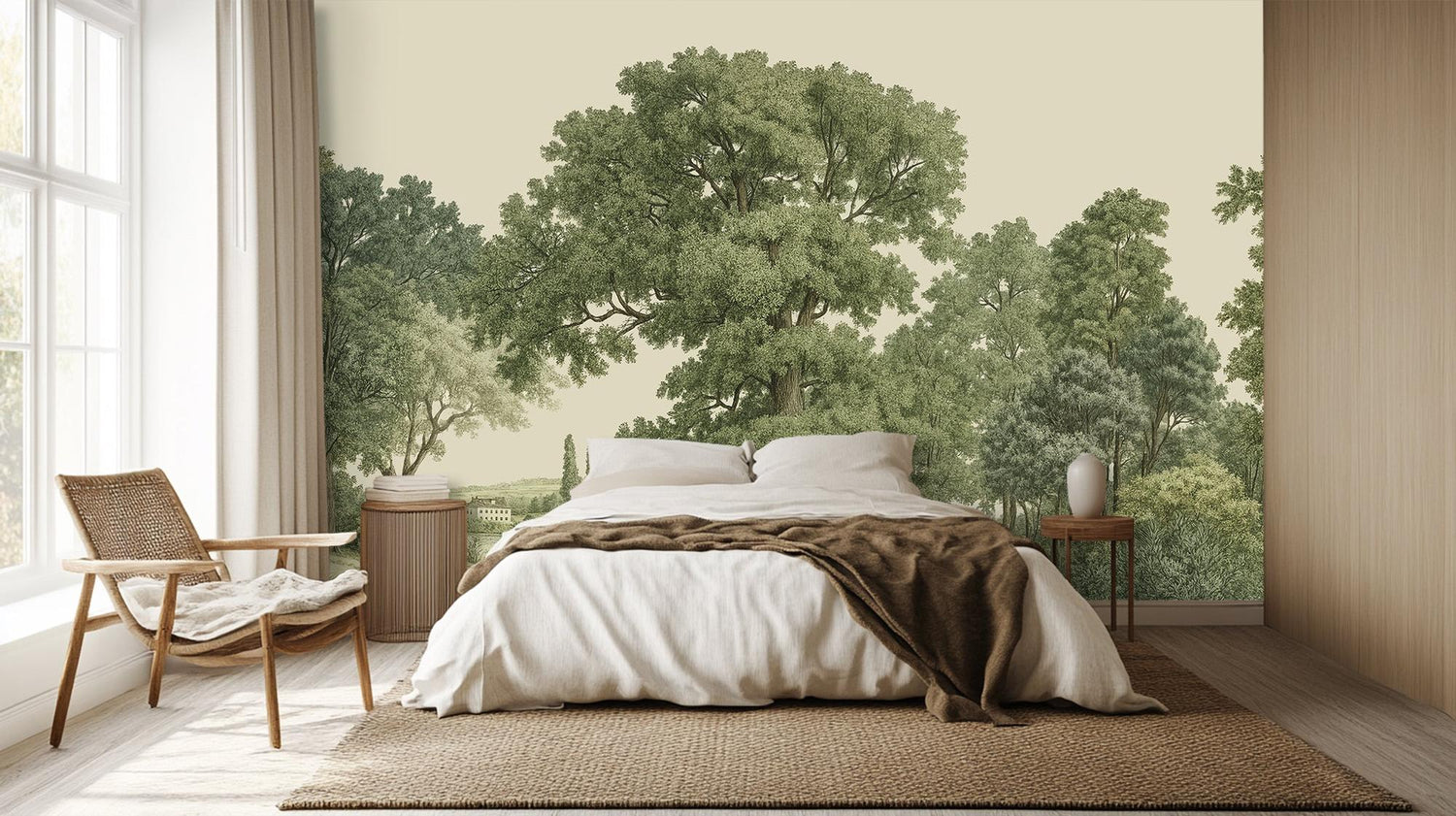 Traditional Green wallpaper for Bedroom