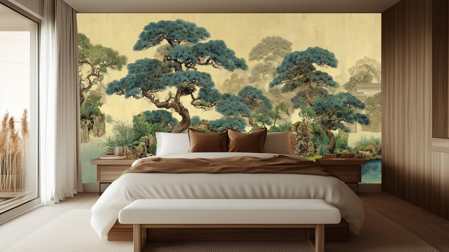 Traditional Green wallpaper for Bedroom