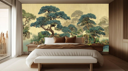Traditional Green wallpaper for Bedroom