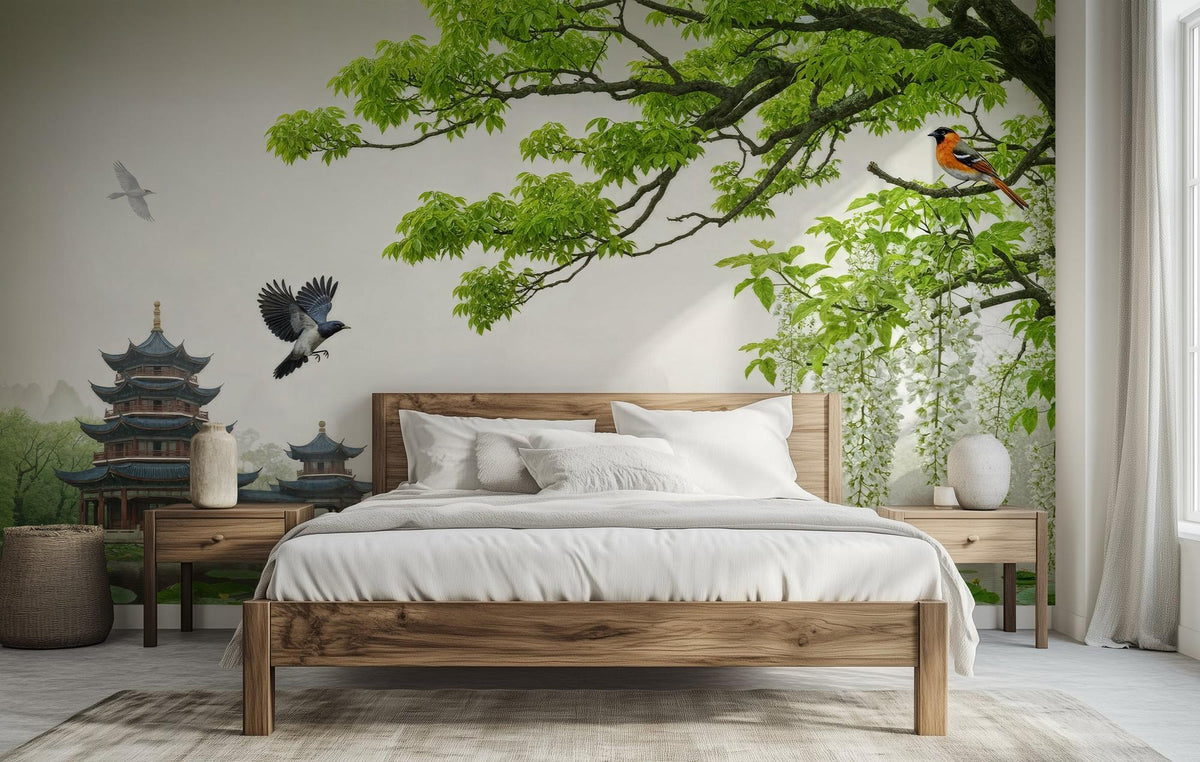 Traditional Green wallpaper for Bedroom