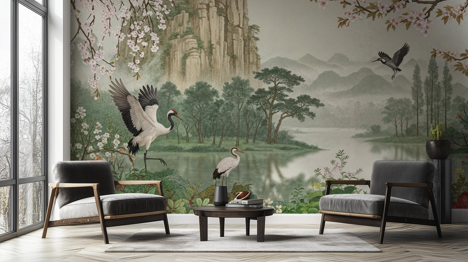 Traditional Green wallpaper for Bedroom