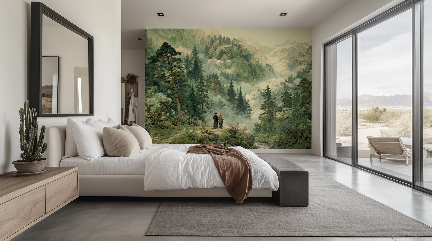 Traditional Green wallpaper for Bedroom