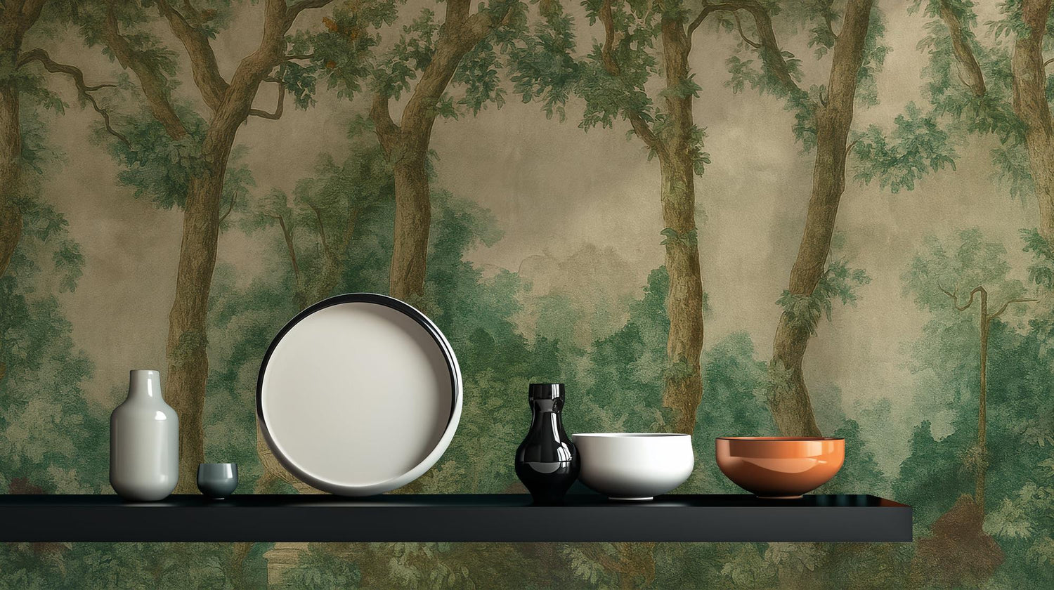 Traditional Green wallpaper for Bedroom