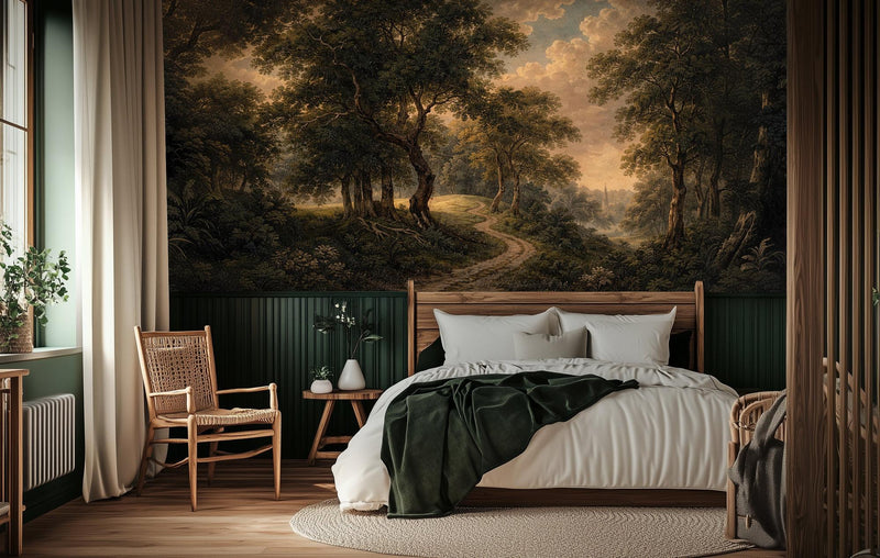 Traditional Green wallpaper for Bedroom