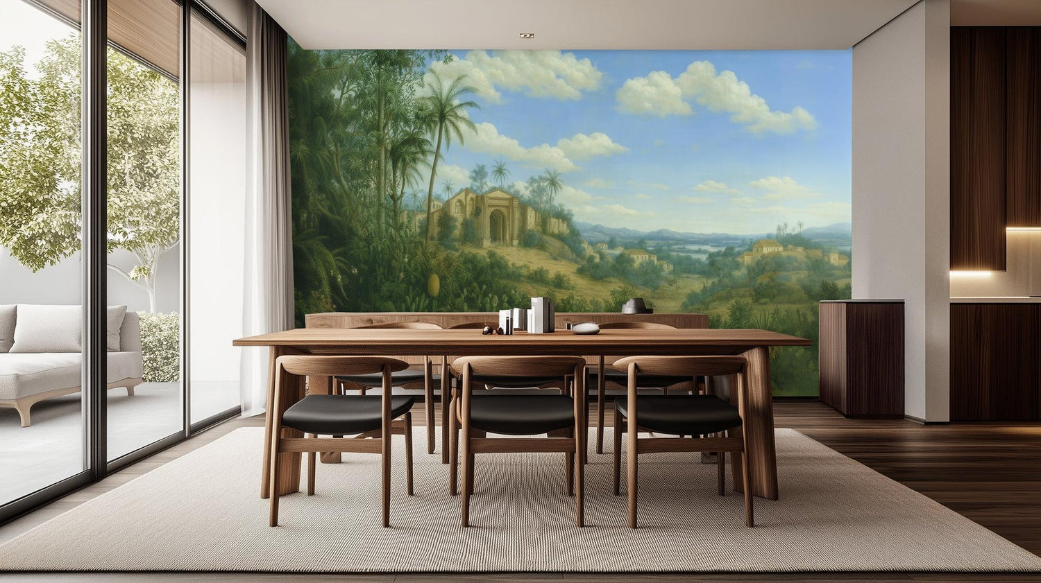 Traditional Green wallpaper for Dining Room