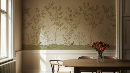 Traditional Green wallpaper for Dining Room