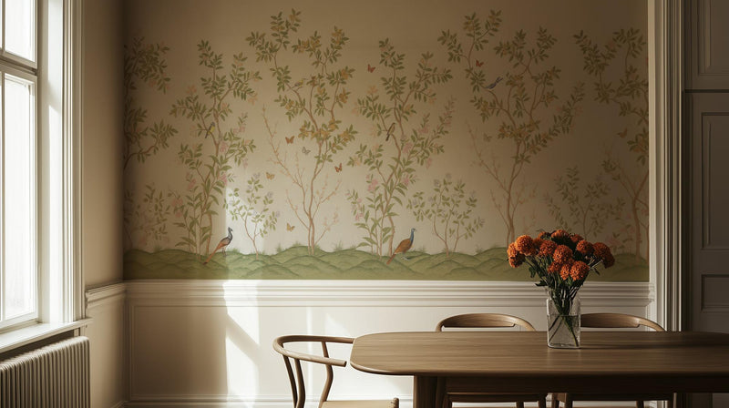 Traditional Green wallpaper for Dining Room