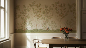Traditional Green wallpaper for Dining Room
