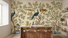 Peacock Tree with Lemons wallpaper mural for a kitchen feature wall