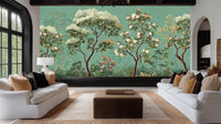 Traditional Green wallpaper for Living Room