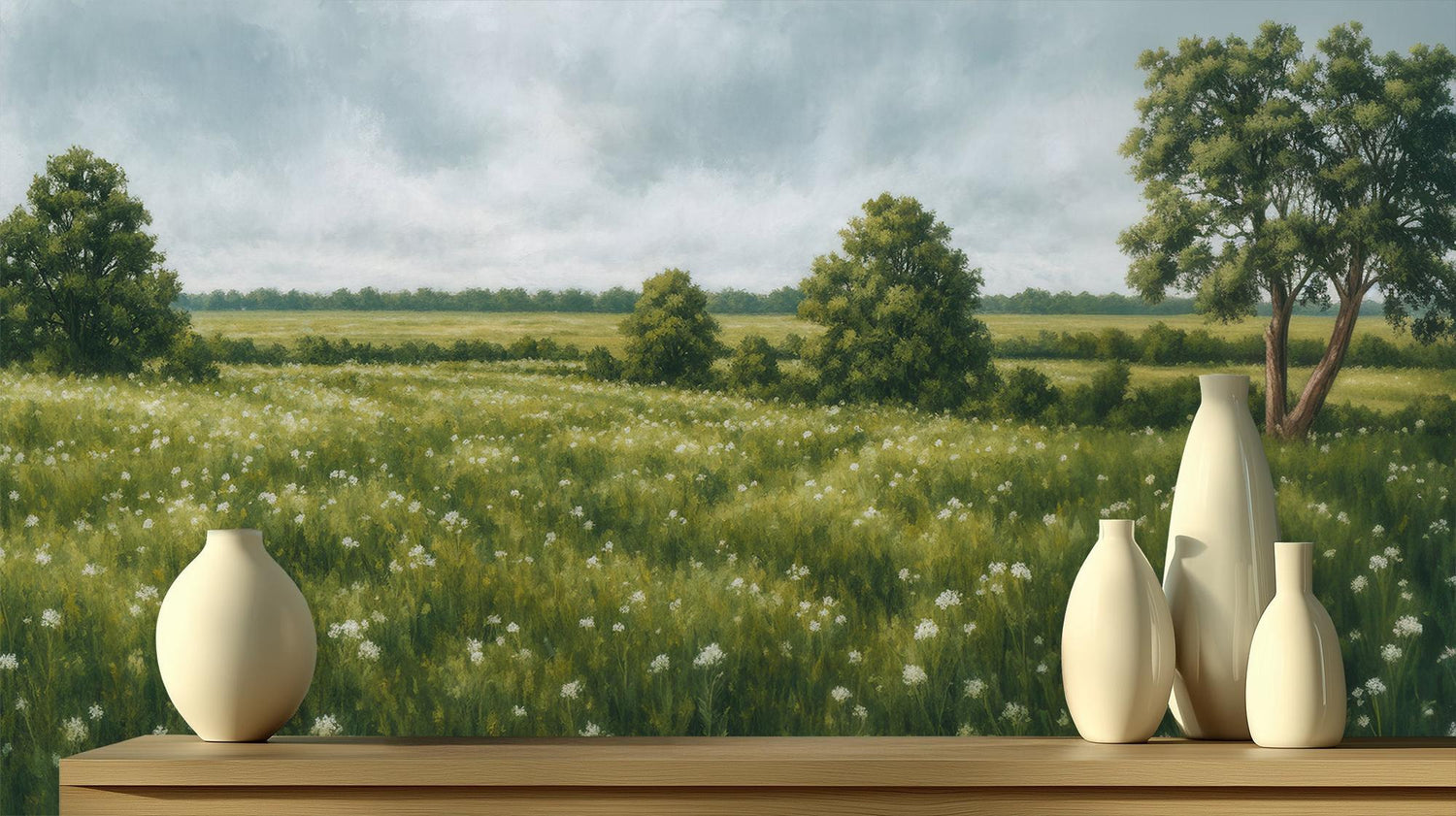 Traditional Green wallpaper for Living Room