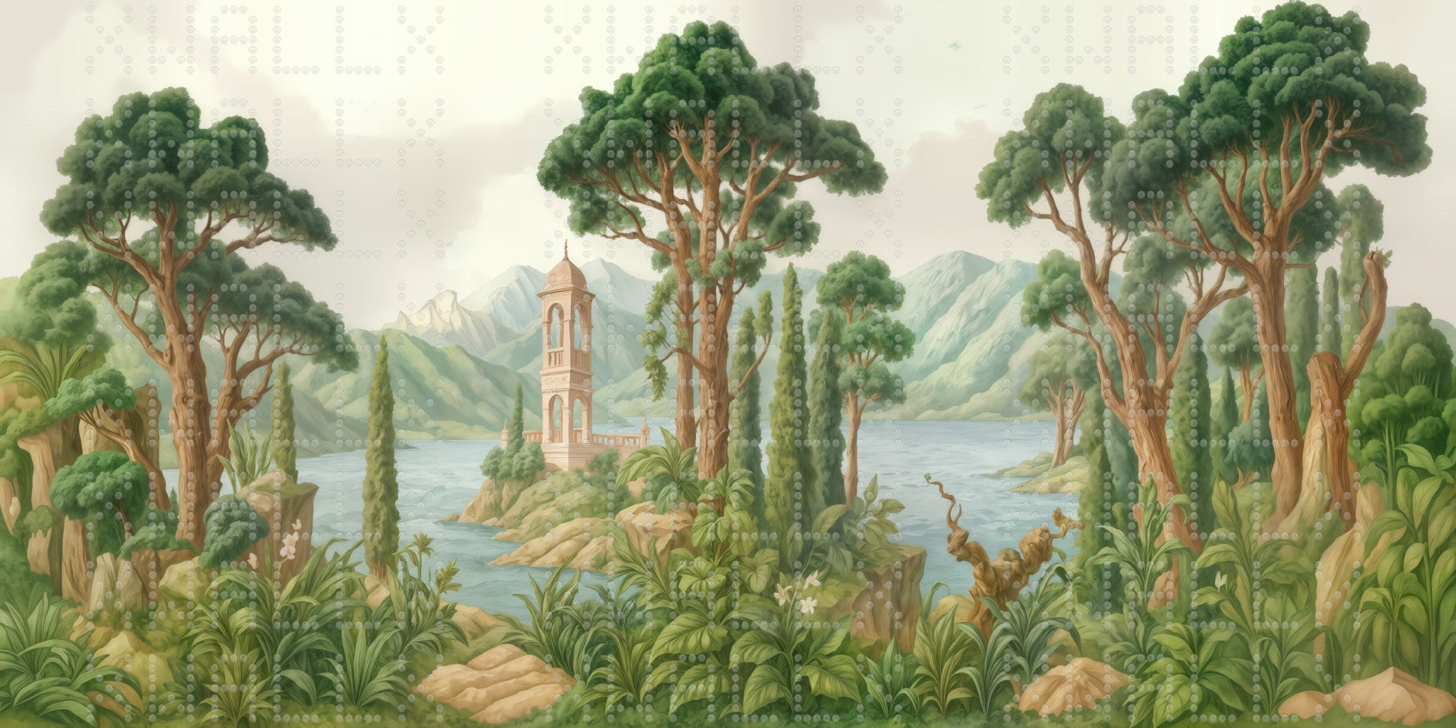 Idyllic Riverbank Landscape Wallpaper