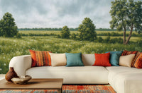 Traditional Green wallpaper for Living Room