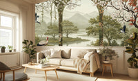 Traditional Green wallpaper for Living Room