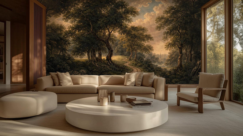 Traditional Green wallpaper for Living Room