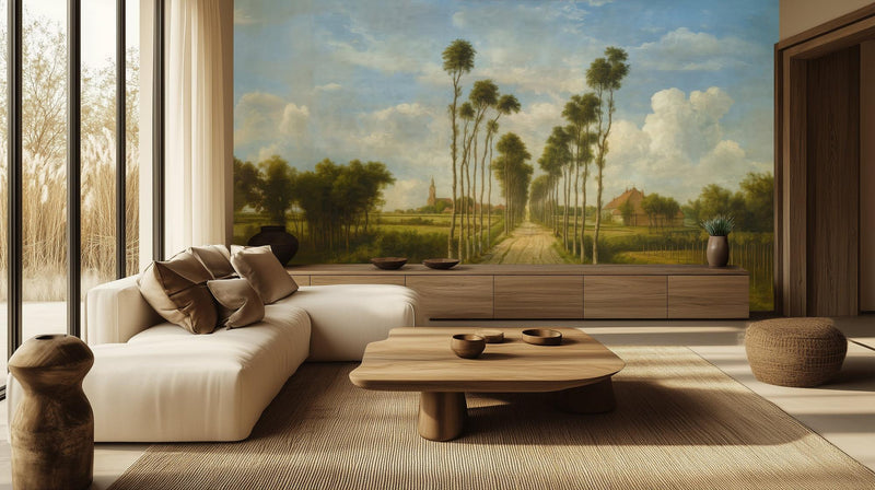 Traditional Green wallpaper for Living Room