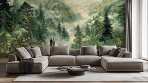 Traditional Green wallpaper for Living Room