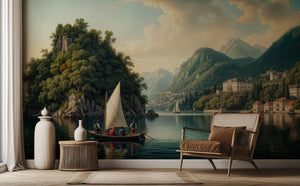 Traditional Green wallpaper for Living Room