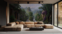 Traditional Green wallpaper for Living Room