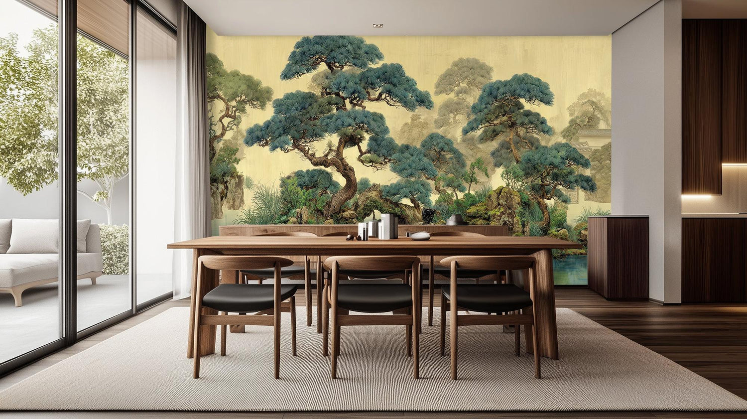 Traditional Green wallpaper for Living Room