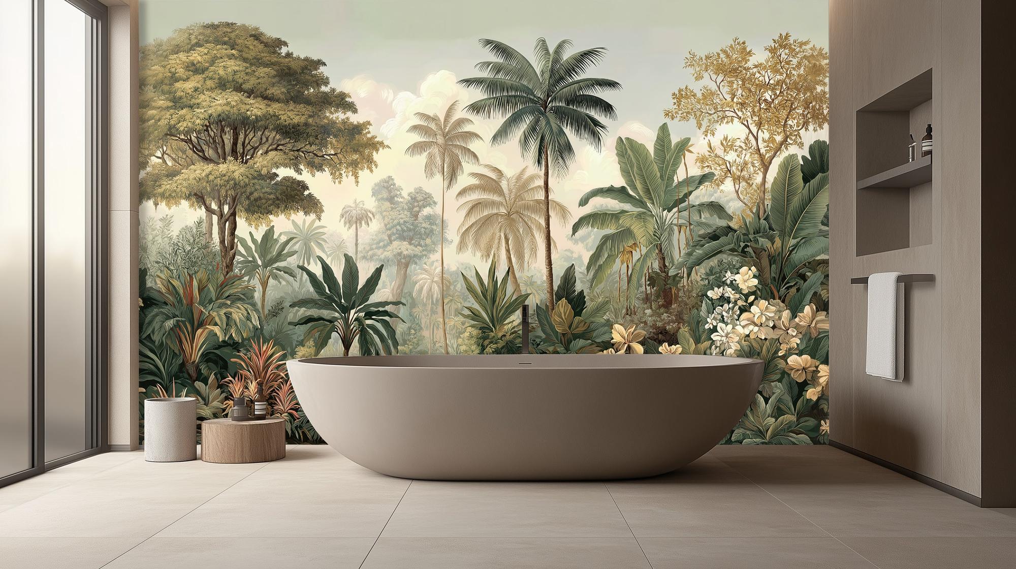 Tropical Green wallpaper for Bathroom