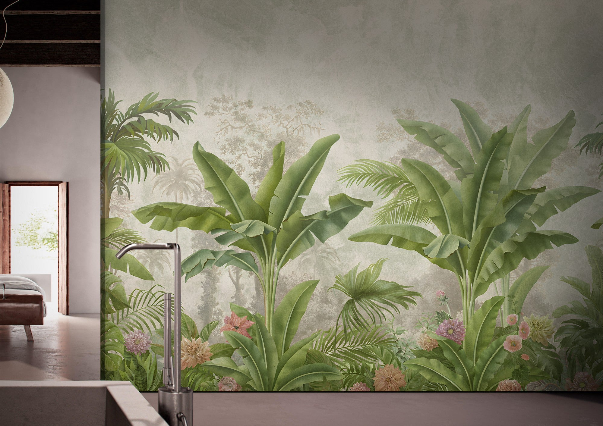 Tropical Green wallpaper for Bathroom