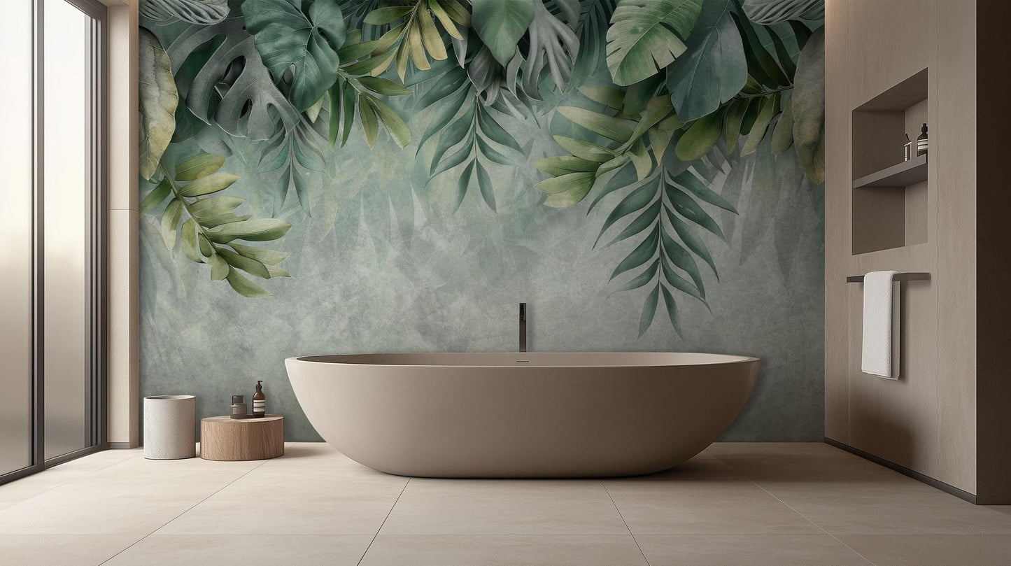 Tropical Green wallpaper for Bathroom