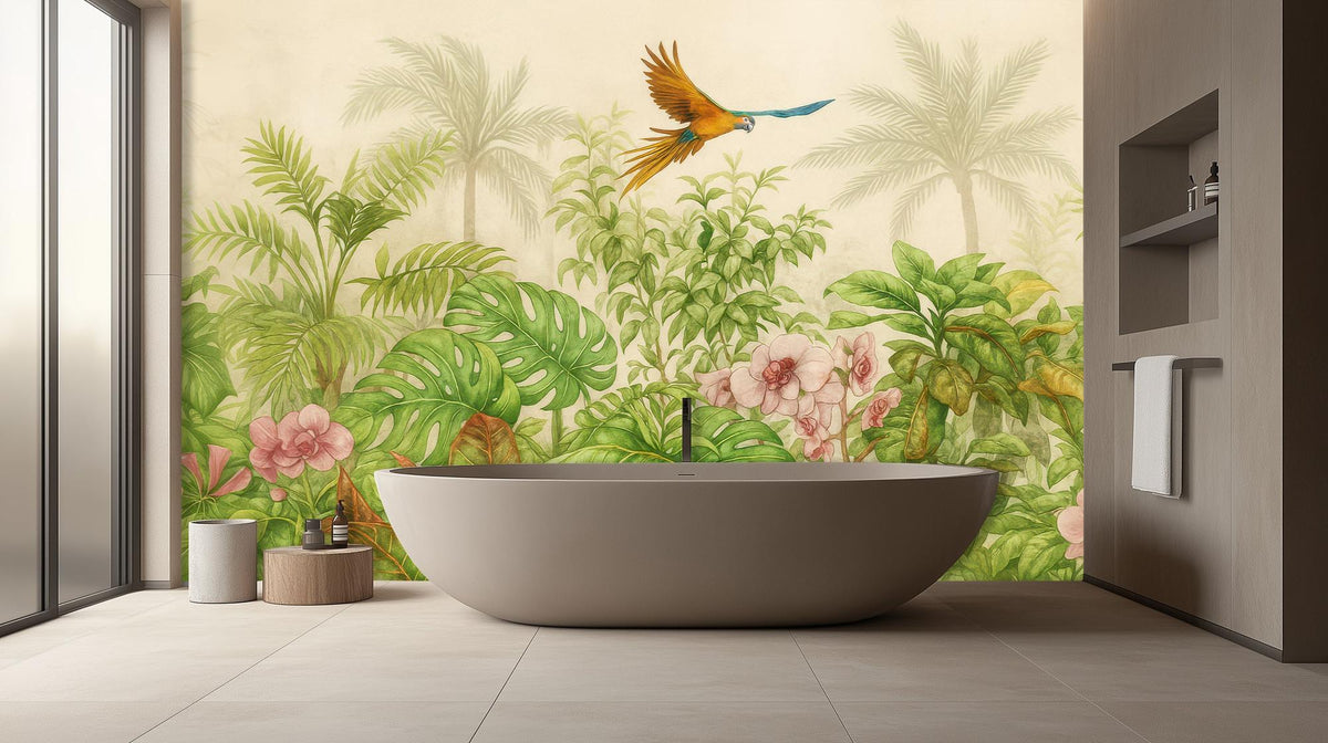 Tropical Green wallpaper for Bathroom