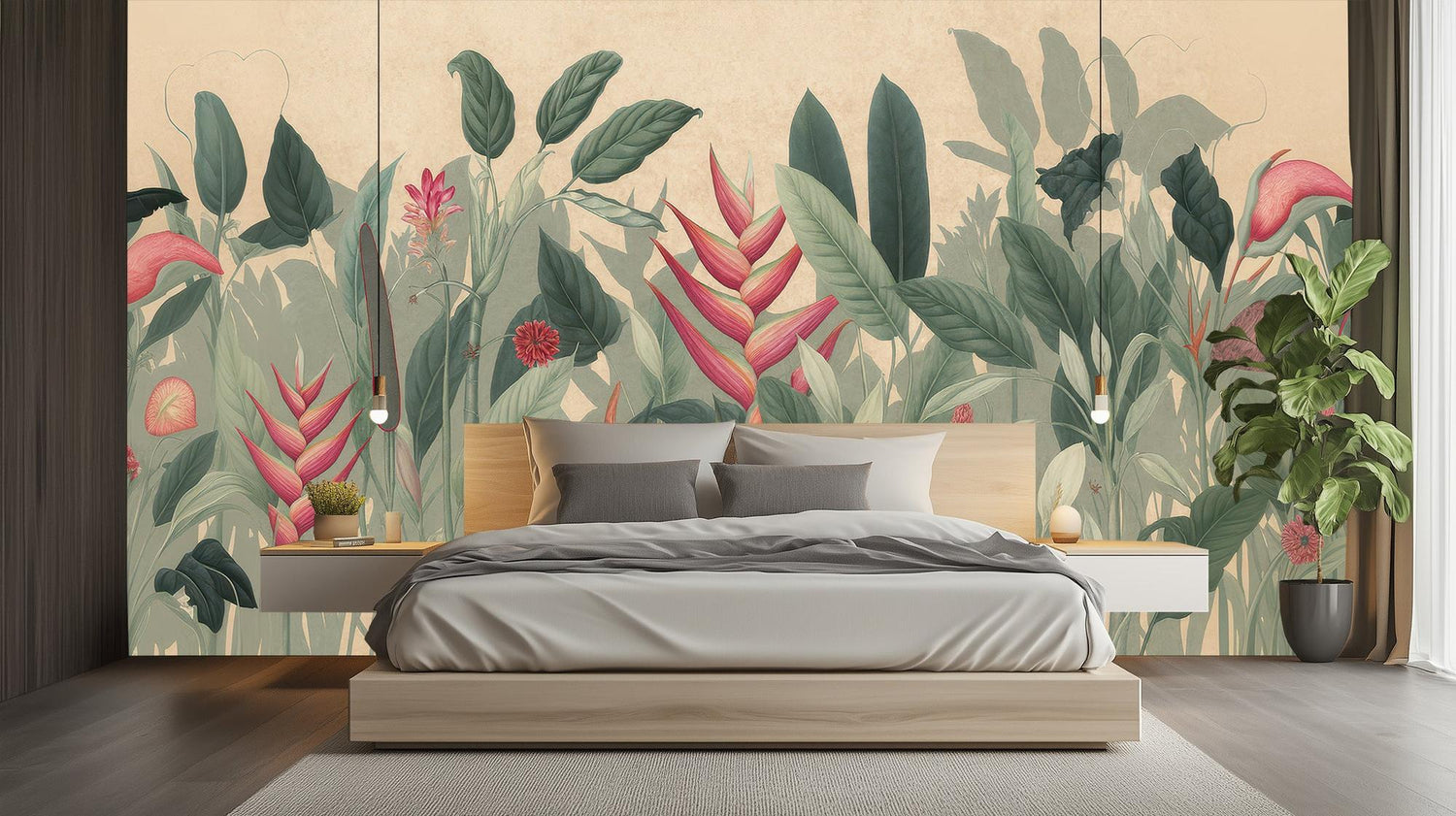 Tropical Green wallpaper for Bedroom