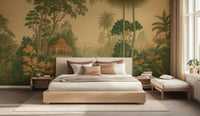 golden Garden Pavilion wallpaper for a boutique hotel wall