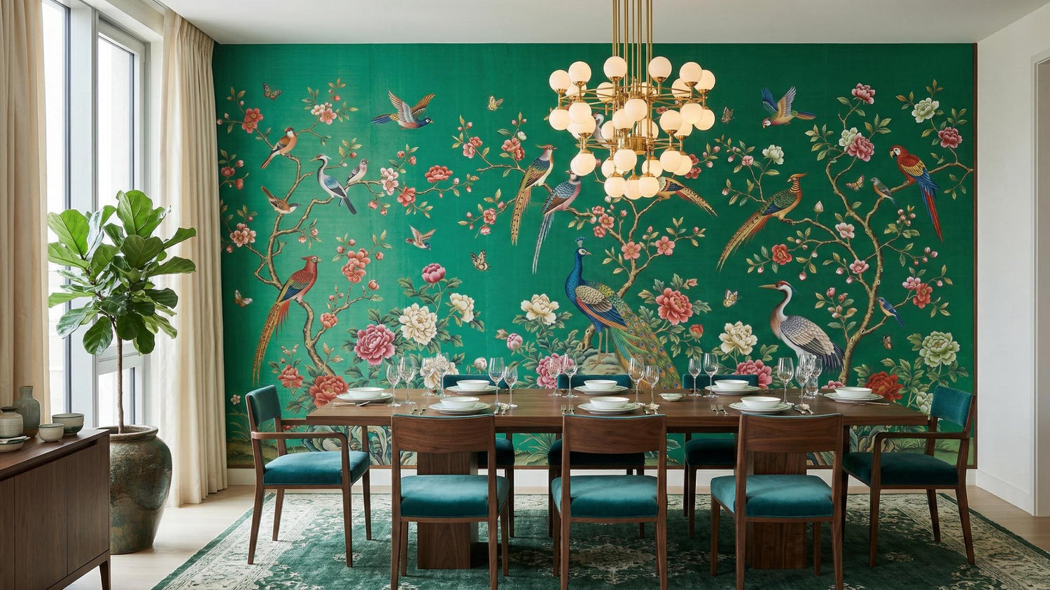 Tropical Green wallpaper for Dining Room