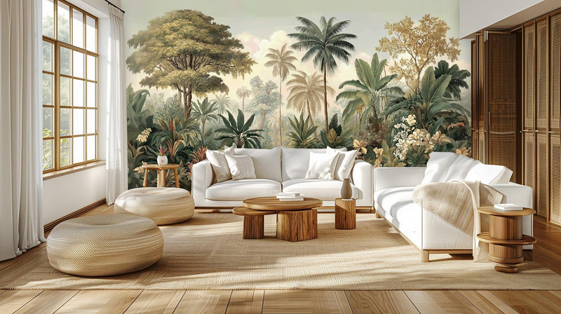 Tropical Green wallpaper for Living Room