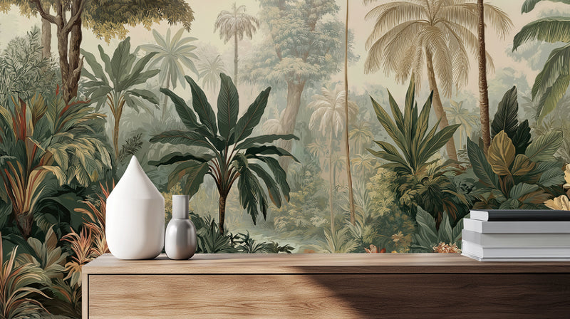 Tropical Green wallpaper for Living Room