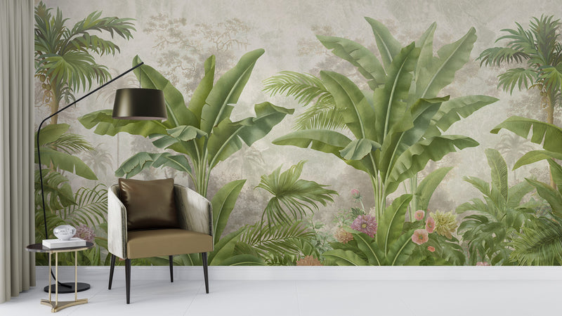 Tropical Green wallpaper for Living Room