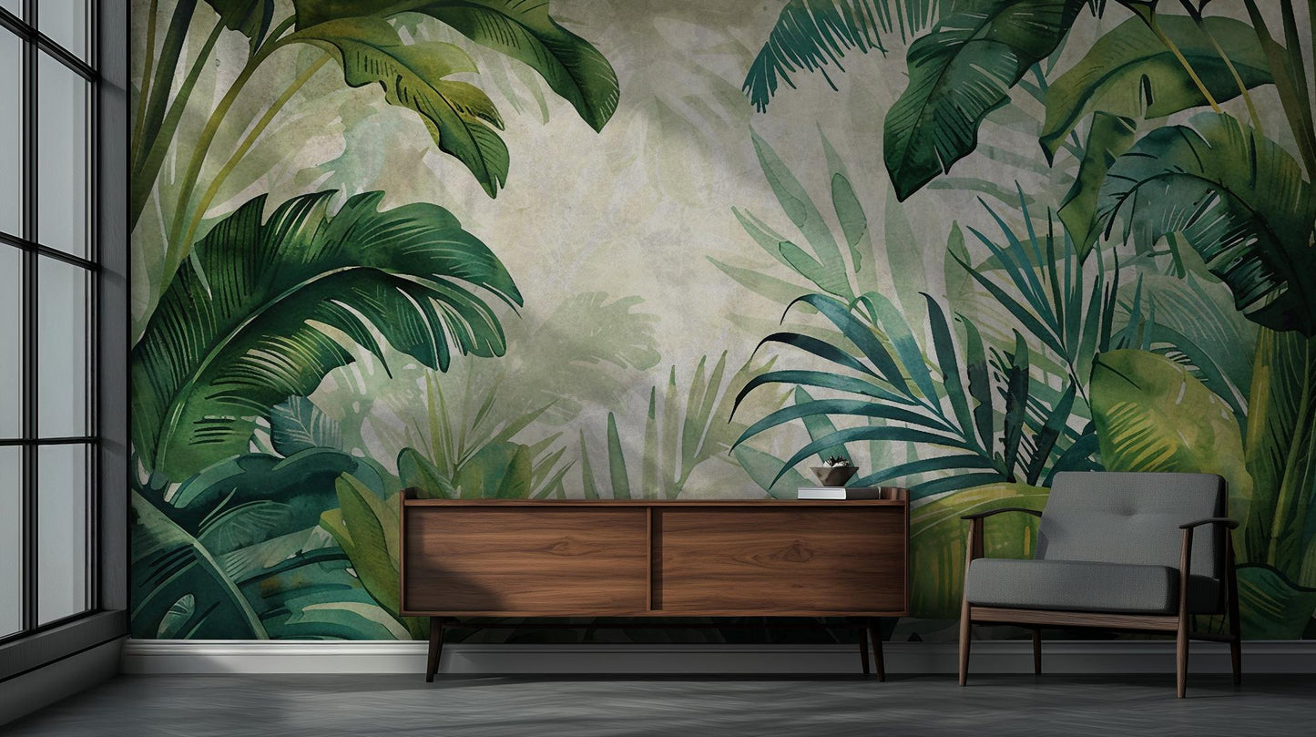 Tropical Green wallpaper for Living Room